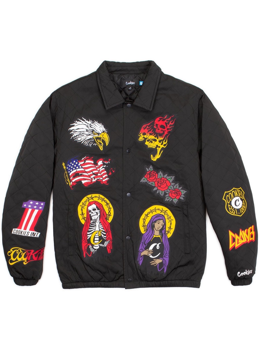 💀 COOKIES QUILTED COACH JACKET BLACK 🦅